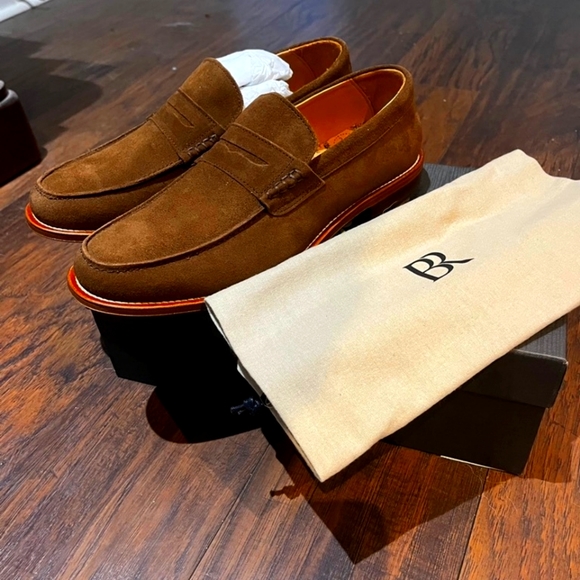 Asher Brown suede penny loafer 9.5 - Picture 1 of 4